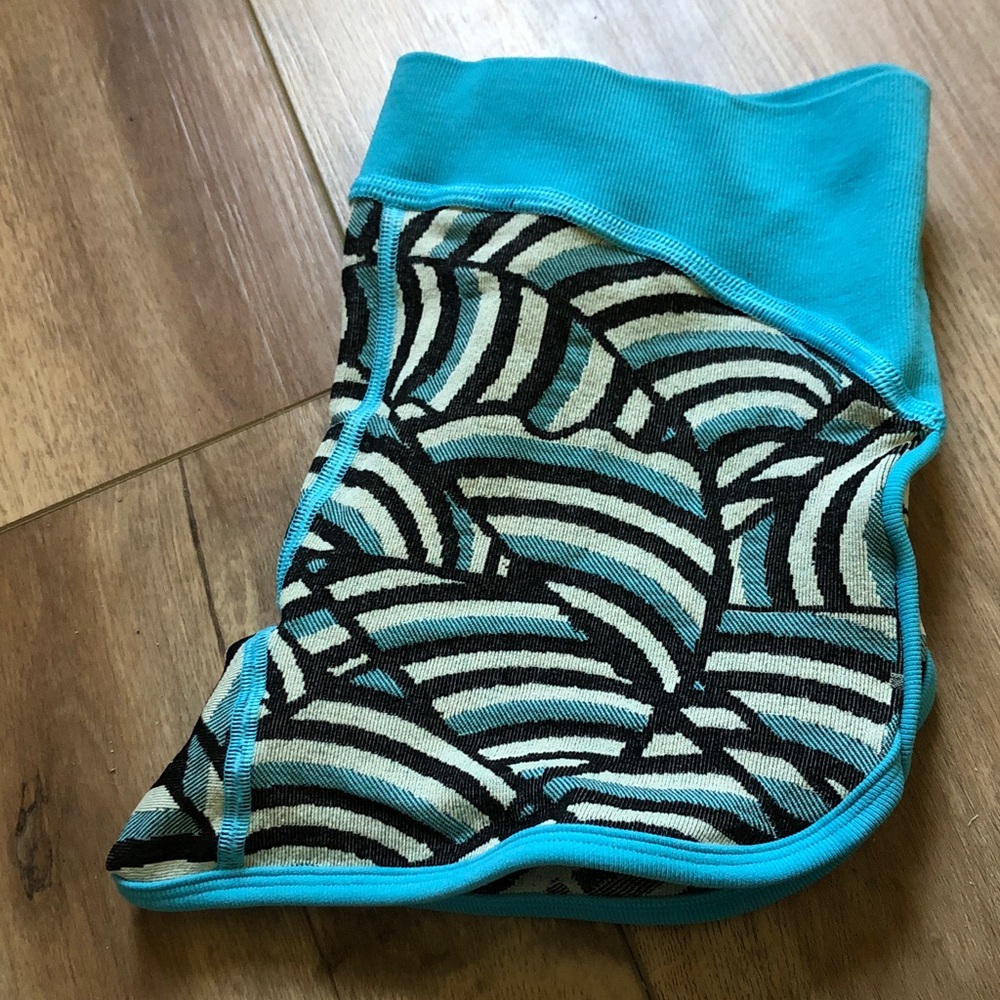 Free People Turquoise and Black Patterned Athletic Shorts